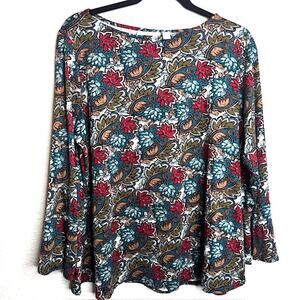 Susan Graver Sz Large Printed Brushed Liquid Knit Top